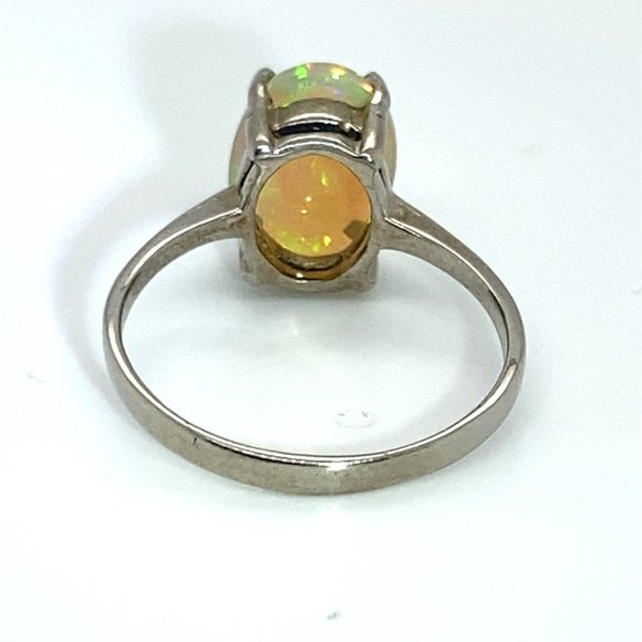 Welo Opal 2.48ct Platinum Finish Solid 925 Sterling Silver Ring - Picture 6 of 7